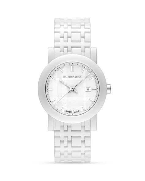 Burberry Ladies' White Ceramic Round Watch, 34mm